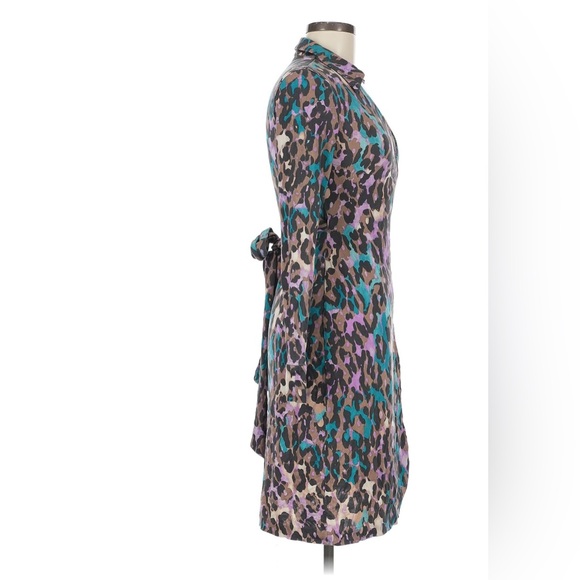 Diane Von Furstenberg Teal and Purple Long Sleeve Dress - Picture 3 of 4